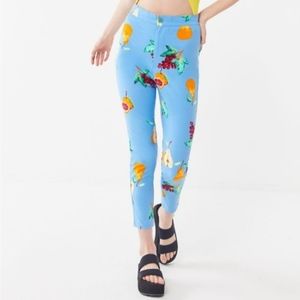 Urban Outfitters Blue Ingrid Pinup Fruit Pants Size 0 Blue High Waist Cropped